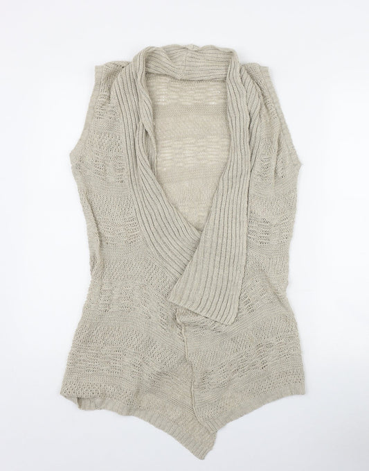 Evie Womens Beige V-Neck  Cotton Cardigan Jumper Size 10