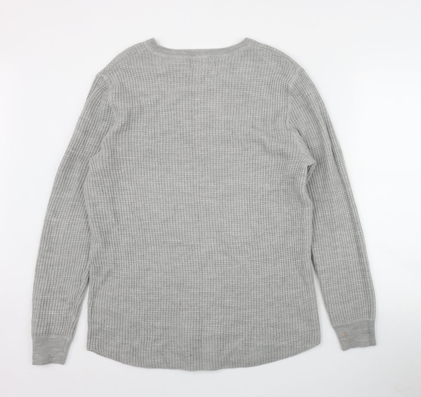 H&M Mens Grey Round Neck  Acrylic Pullover Jumper Size L