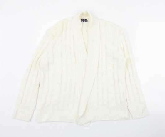 Fashion Alert Womens Ivory V-Neck  Acrylic Cardigan Jumper Size S