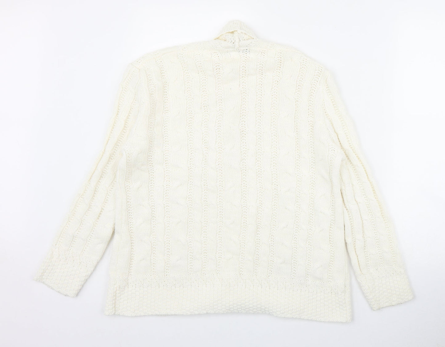 Fashion Alert Womens Ivory V-Neck  Acrylic Cardigan Jumper Size S