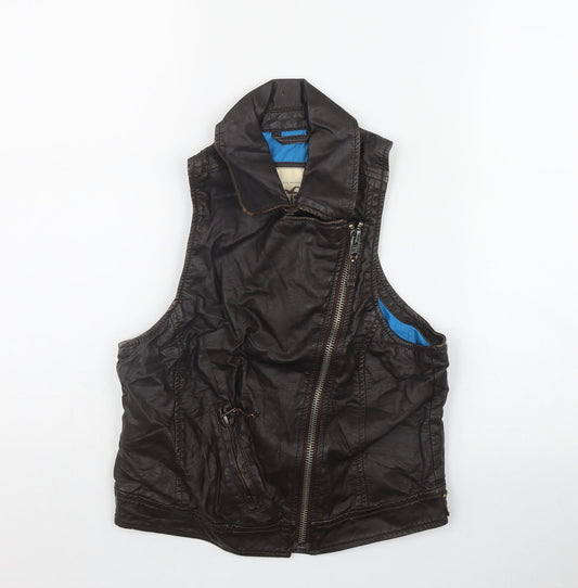 Hollister Womens Brown   Biker Jacket Size M  Zip