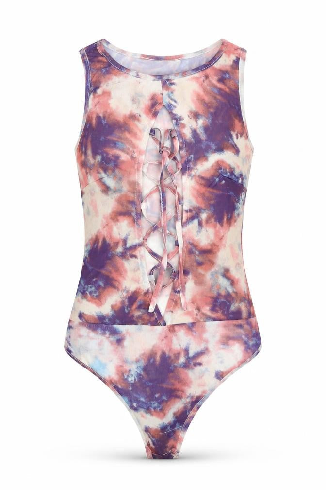 NAANAA  Womens Purple Ombré Polyester Bodysuit One-Piece Size 6  Drawstring - Item Length -28in