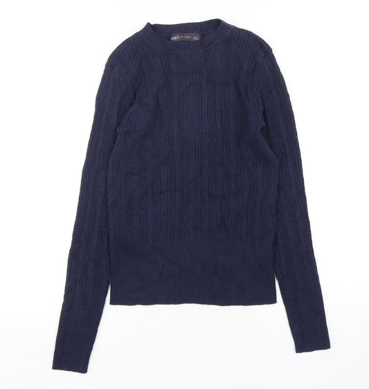 Marks and Spencer Womens Blue Round Neck  Viscose Pullover Jumper Size 6