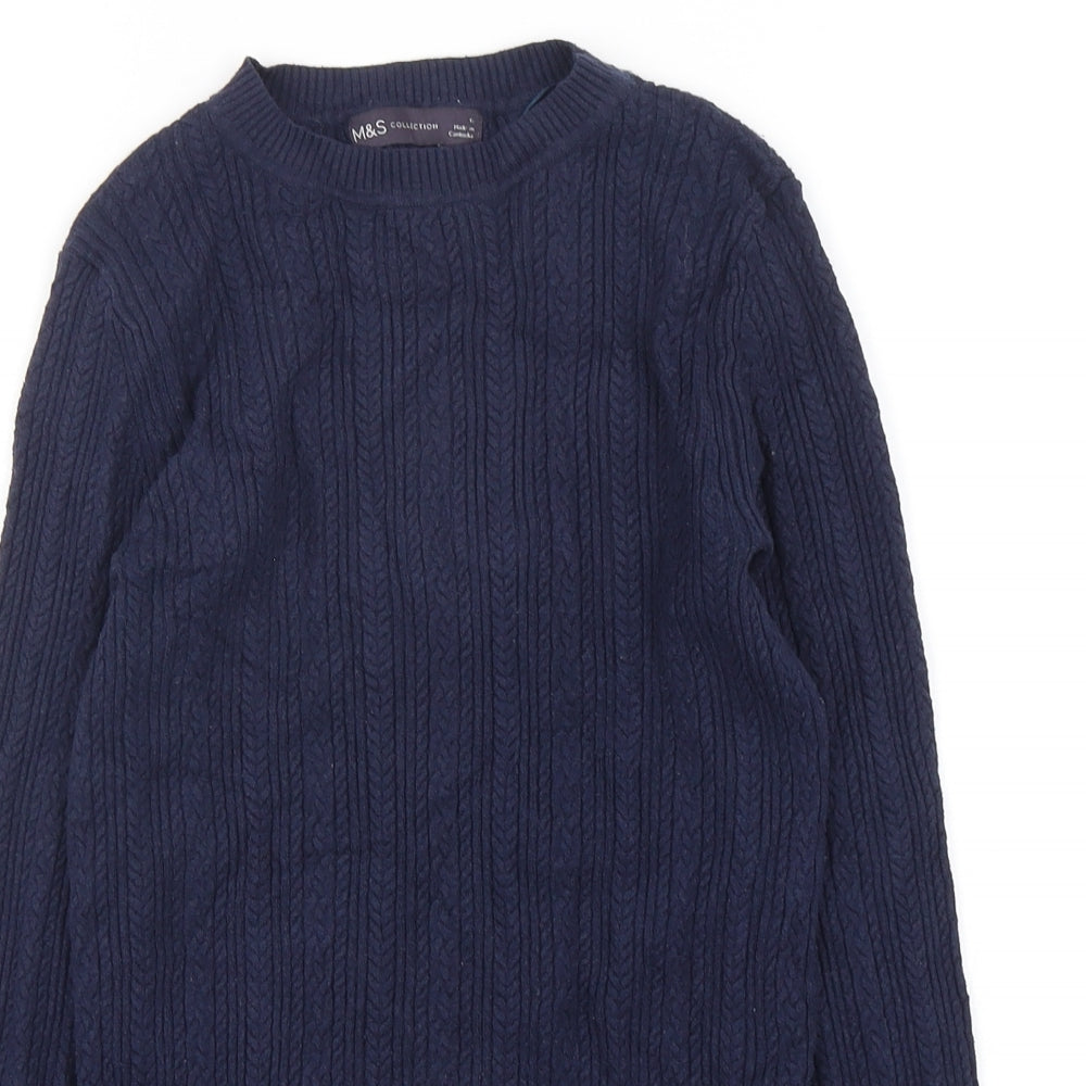Marks and Spencer Womens Blue Round Neck  Viscose Pullover Jumper Size 6