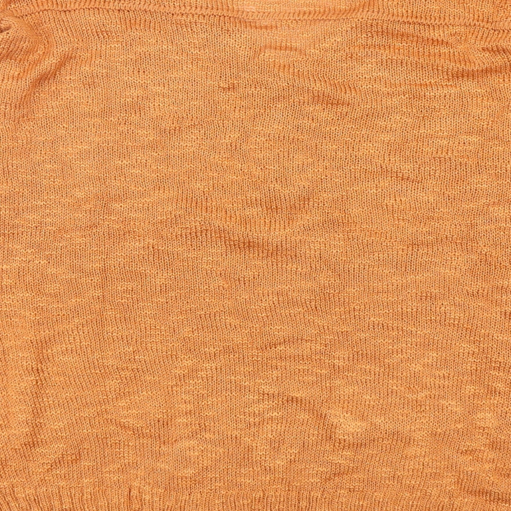 Preworn Womens Orange V-Neck  Acetate Pullover Jumper Size S