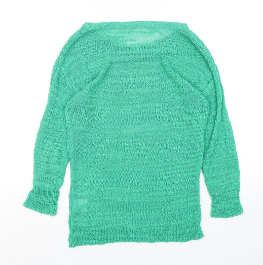 Paramour Womens Green Round Neck  Acrylic Pullover Jumper Size S
