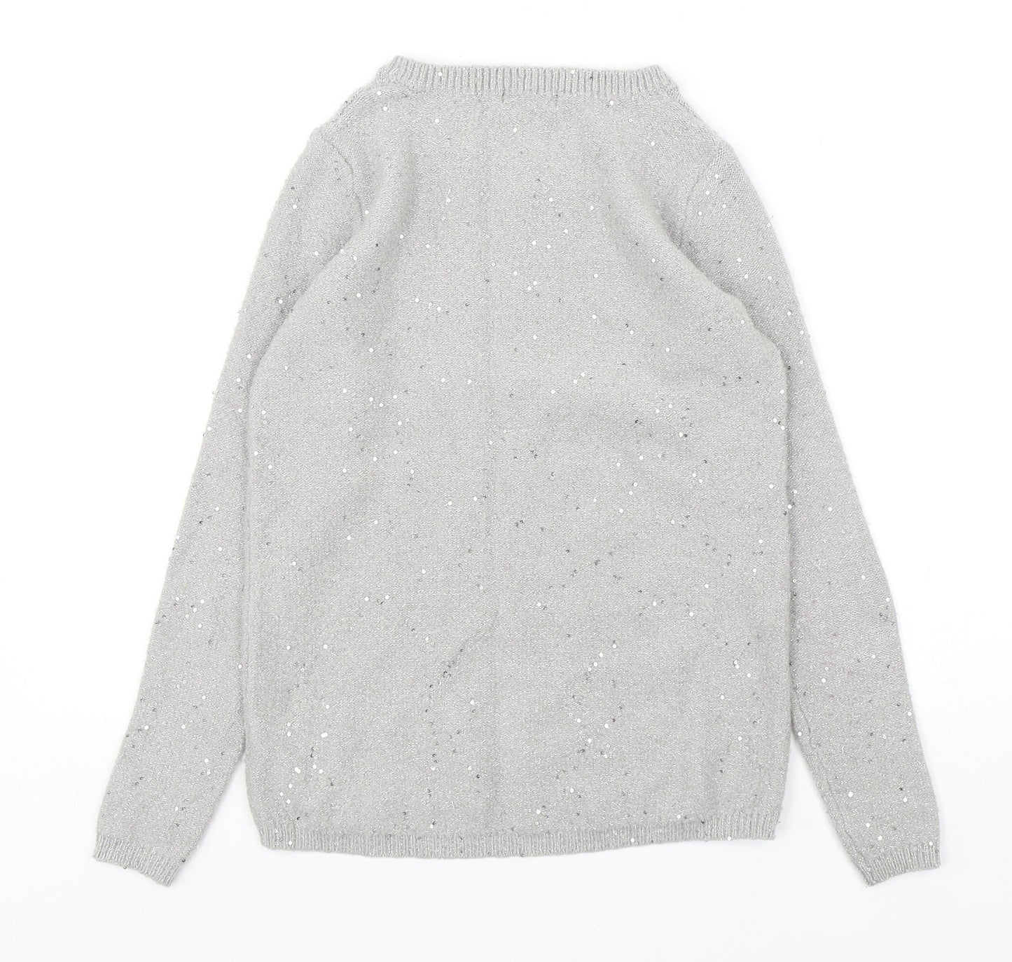 M&Co Womens Grey Round Neck  Nylon Pullover Jumper Size 8