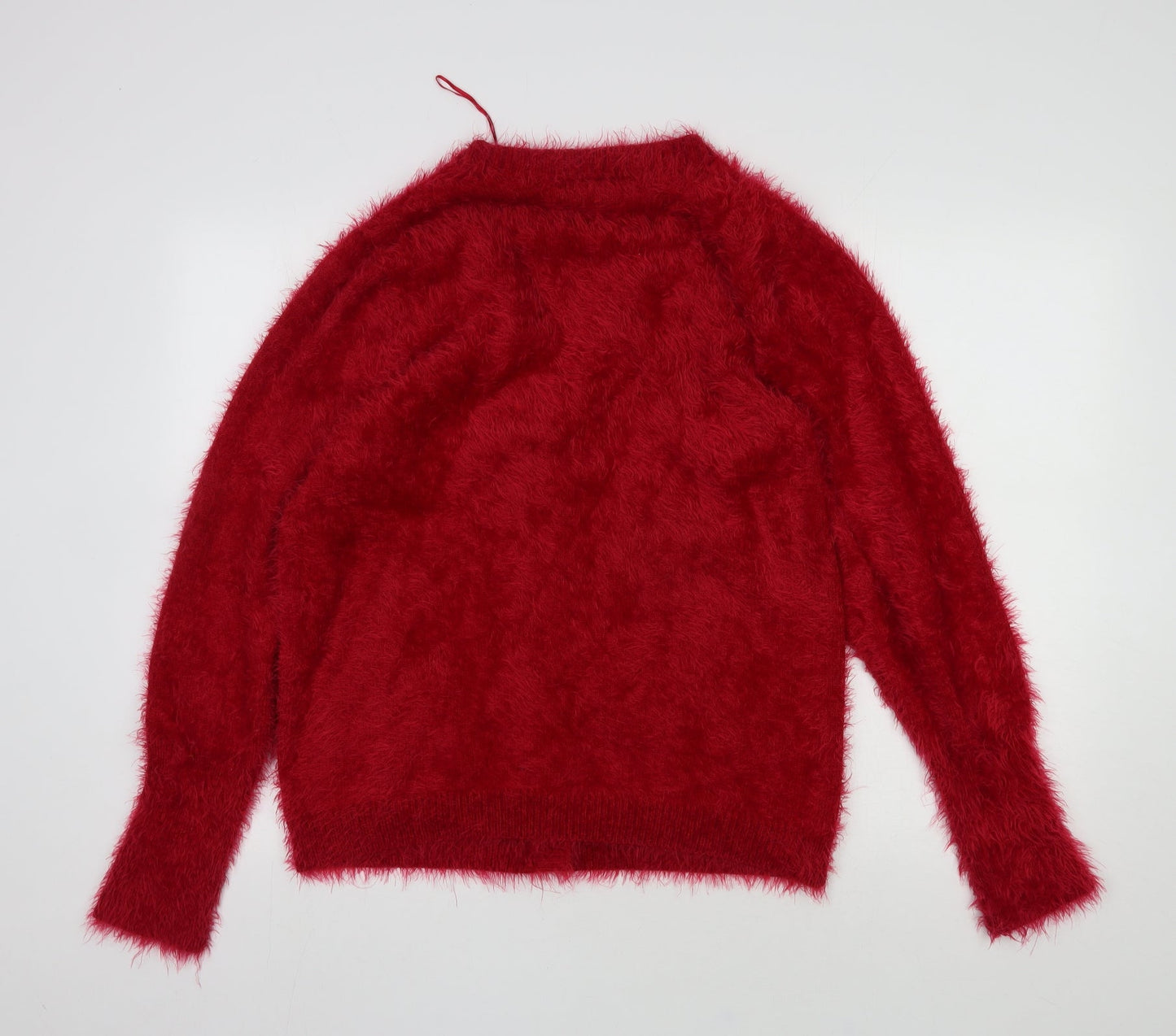 Geena Womens Red Round Neck  Polyimide Pullover Jumper Size S