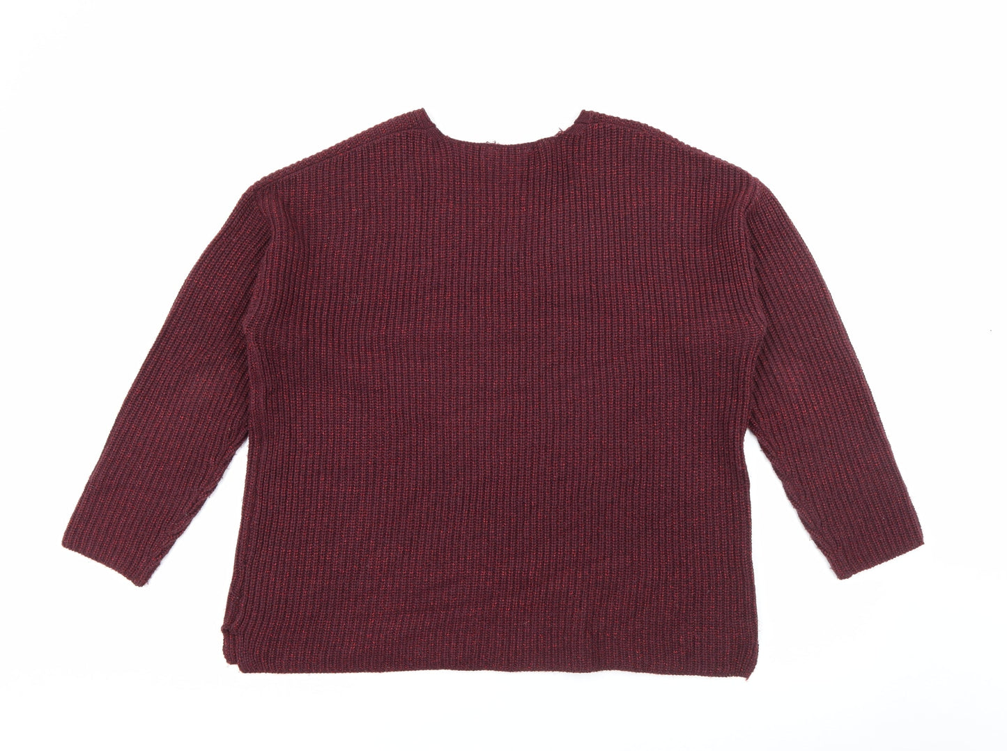 Pep & Co Womens Purple V-Neck  Acrylic Pullover Jumper Size 14
