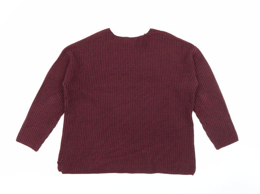 Pep & Co Womens Purple V-Neck  Acrylic Pullover Jumper Size 14