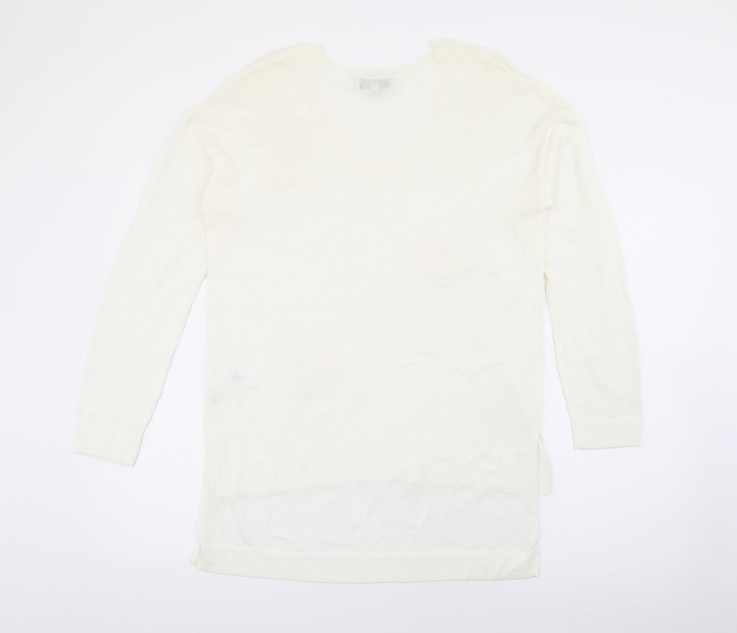 NEXT Womens White V-Neck  Viscose Pullover Jumper Size 12