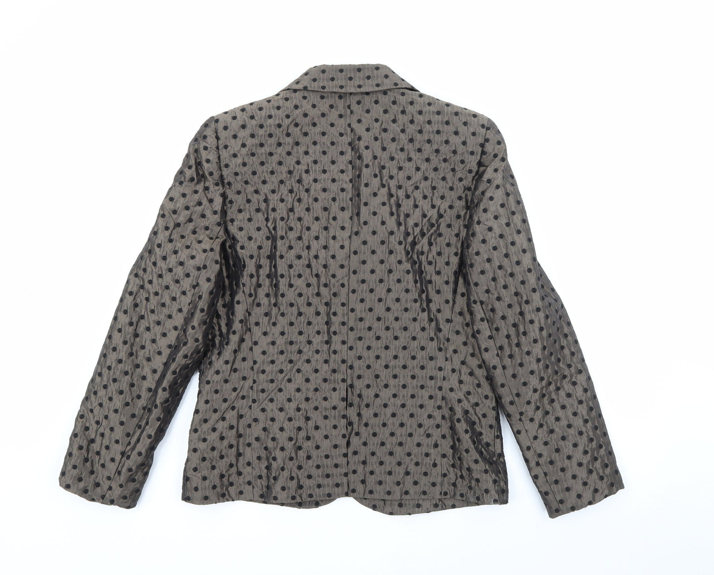 TUZZI Womens Brown Polka Dot Acrylic Jacket Blazer Size 14