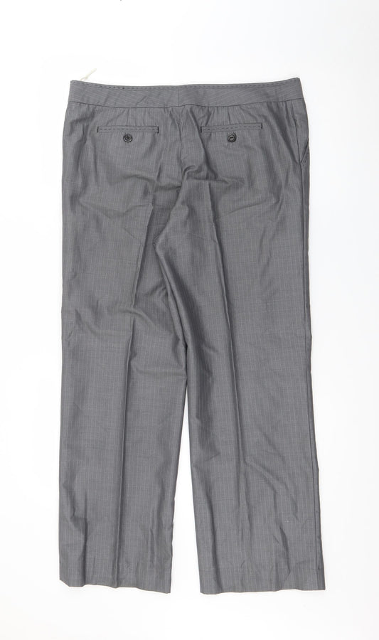 Gerard Darel Womens Grey Striped Polyester Trousers  Size 14 L26 in Regular Zip