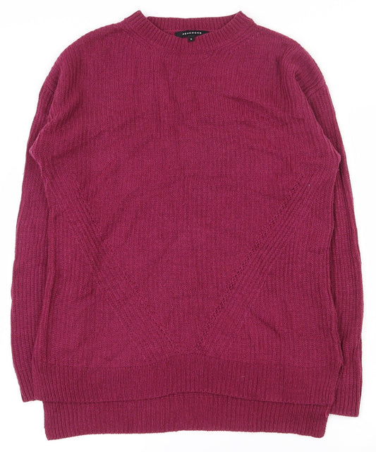 Peacocks Womens Purple Crew Neck  Acrylic Pullover Jumper Size S