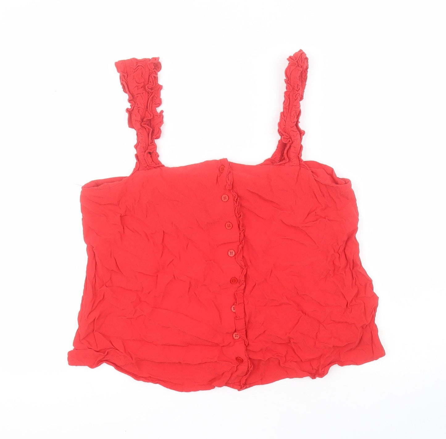 Topshop Womens Red  Viscose Basic Blouse Size 14 Square Neck