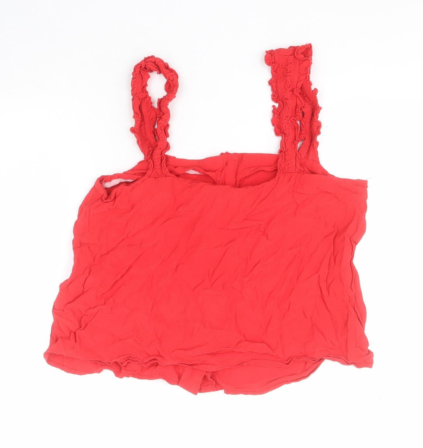 Topshop Womens Red  Viscose Basic Blouse Size 14 Square Neck