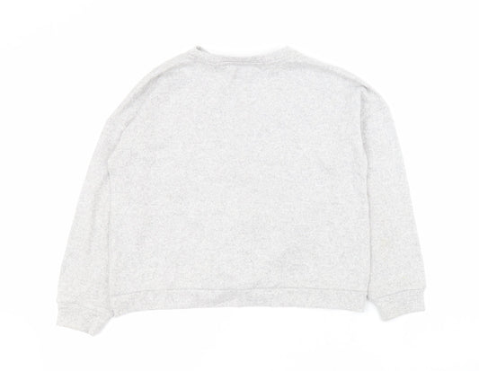 Marks and Spencer Girls Grey Round Neck  Viscose Pullover Jumper Size 10-11 Years  Pullover