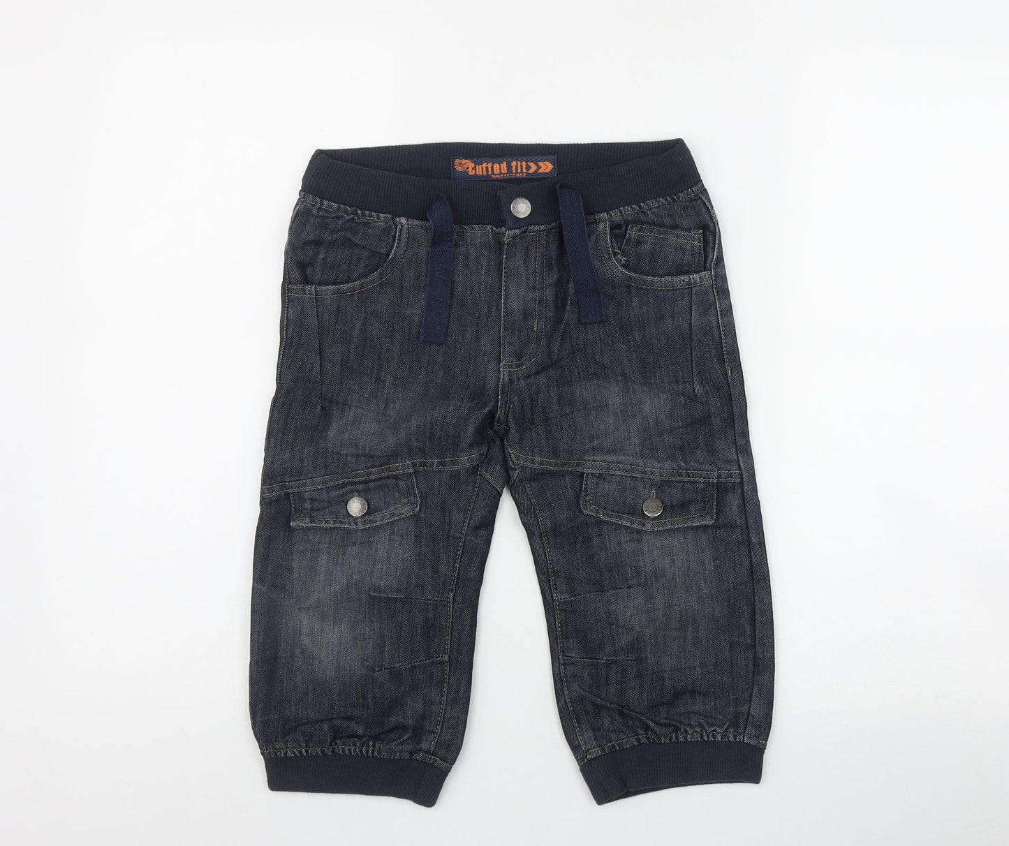 Denim & Co  Boys Blue  Cotton Utility Shorts Size 6-7 Years  Regular Zip