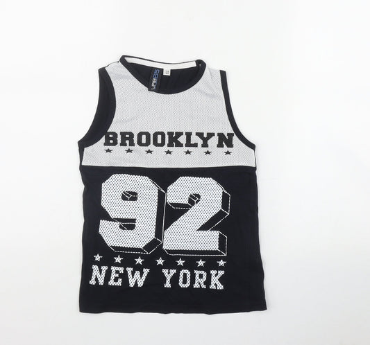 URB Boys Black  Cotton Basic Tank Size 7-8 Years Scoop Neck Pullover