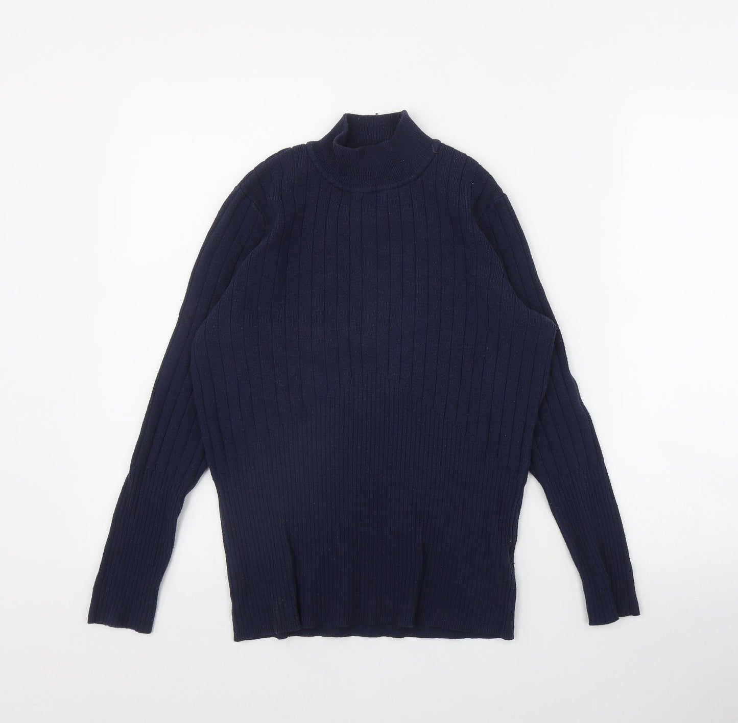 Marks and Spencer Womens Blue Mock Neck  Viscose Pullover Jumper Size 14