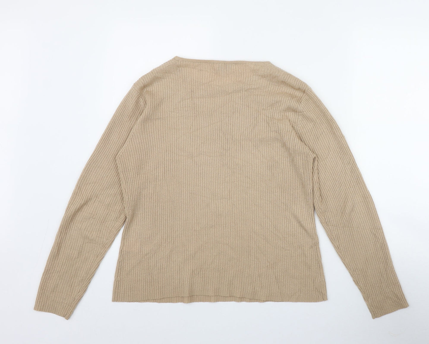 Bonmarché Womens Beige Round Neck  Acrylic Pullover Jumper Size M