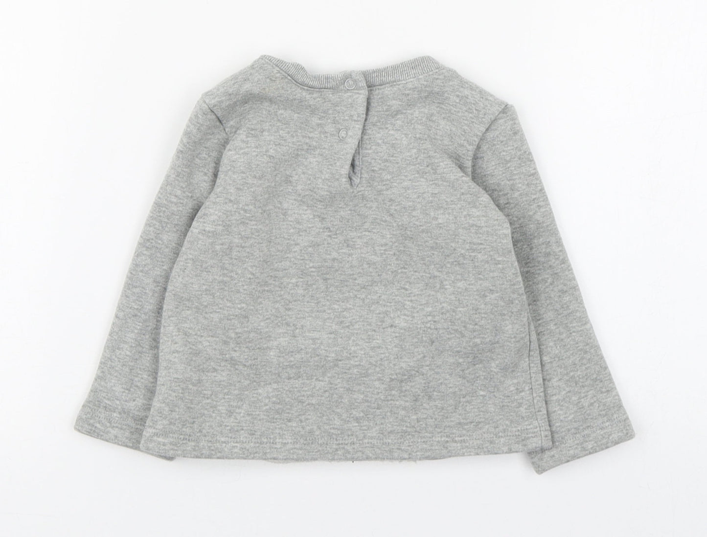 Gap Baby Grey  Cotton Pullover Jumper Size 6-9 Months  Button - Polar Bear