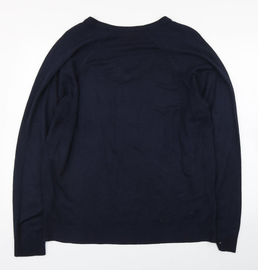 Greenwoods Mens Blue V-Neck  Acrylic Pullover Jumper Size XL