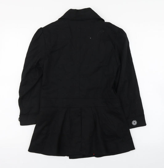 Primark Womens Black   Military Jacket Coat Size 10  Button