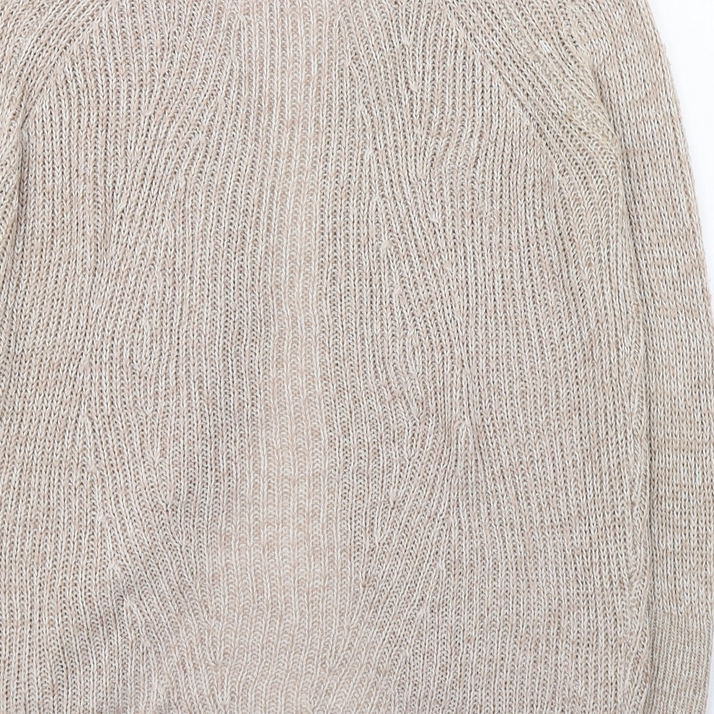 Select Womens Beige V-Neck  Polyester Cardigan Jumper Size S