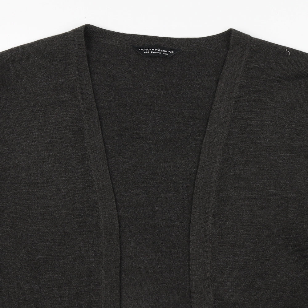 Dorothy Perkins Womens Grey V-Neck  Acrylic Cardigan Jumper Size 14
