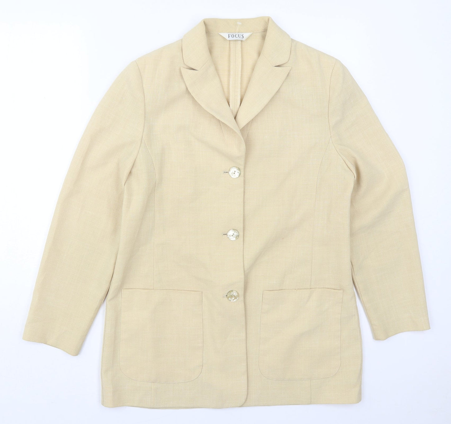 Focus Womens Beige   Jacket  Size 12  Button