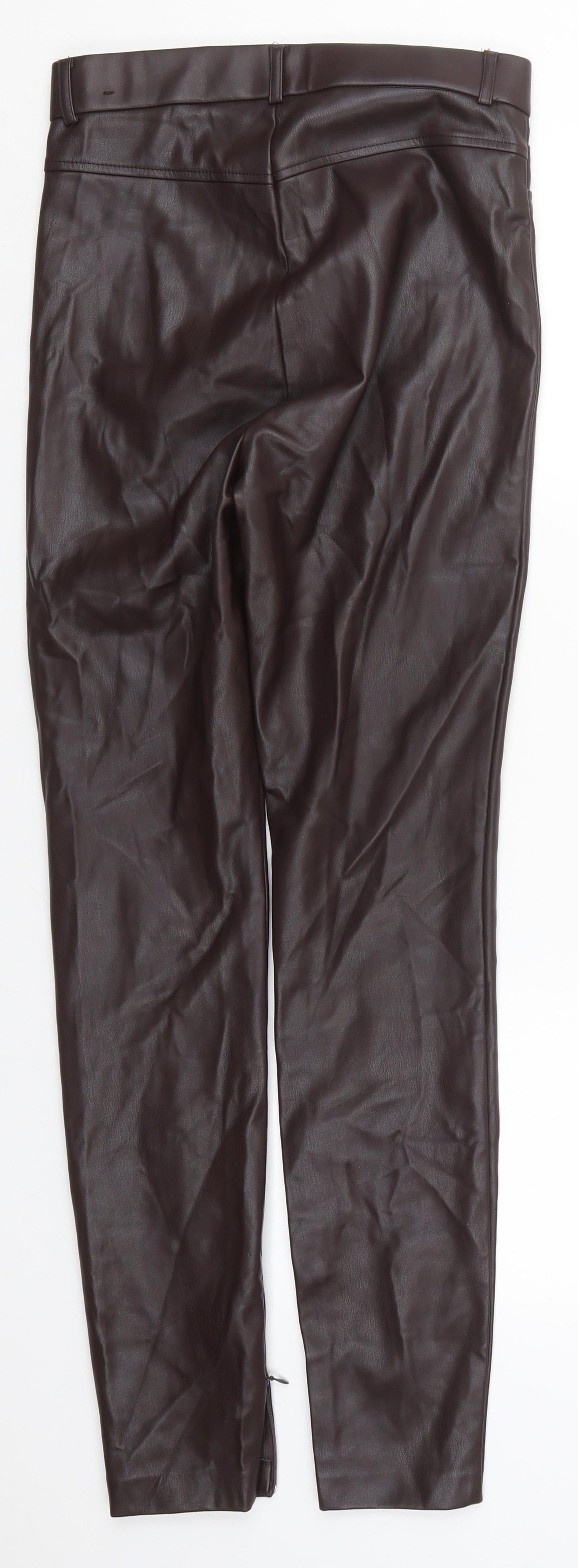 Preworn Womens Brown  Polyurethane Trousers  Size 27 in L29 in Regular Button