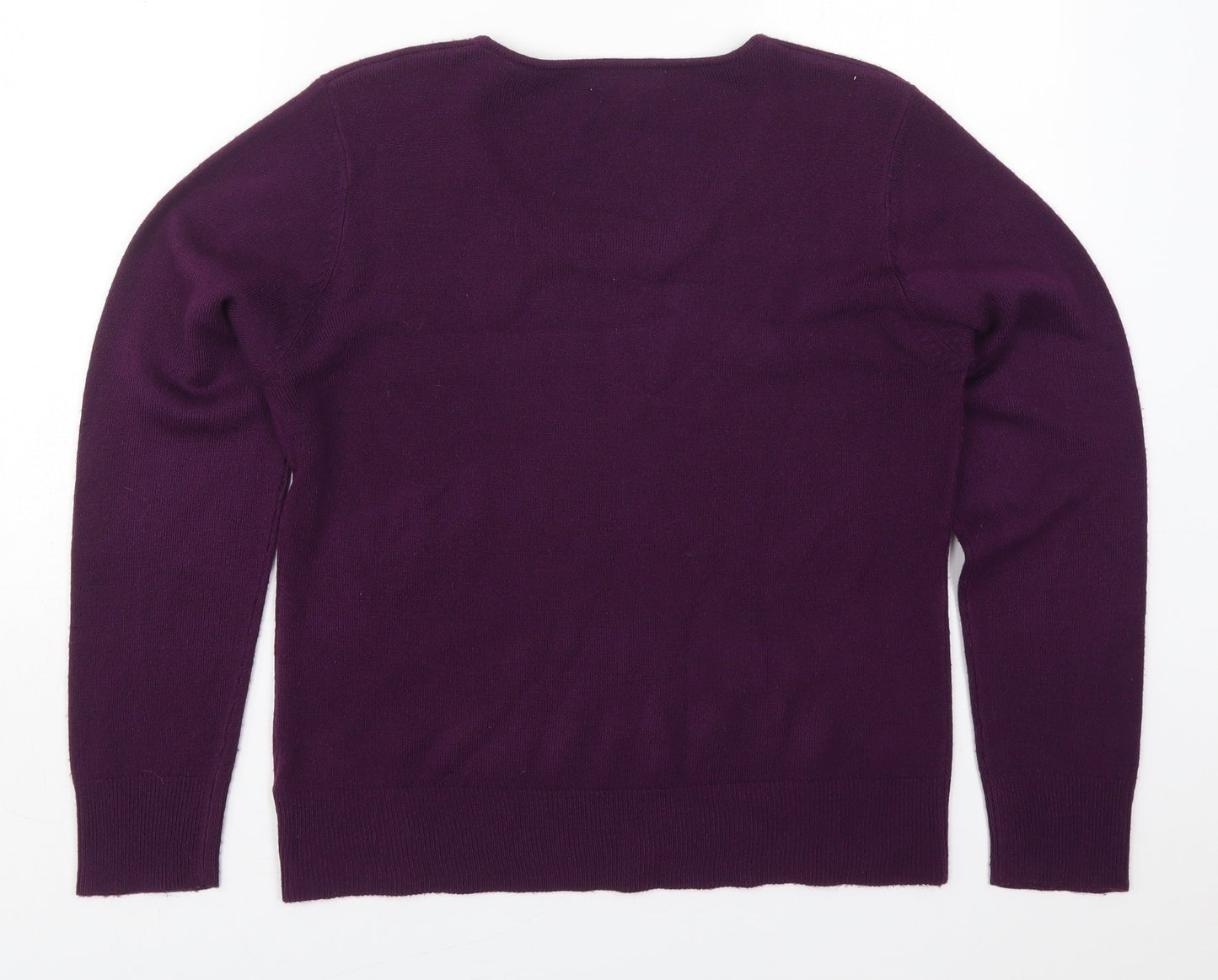 Bonmarché Womens Purple Round Neck  Acrylic Pullover Jumper Size M