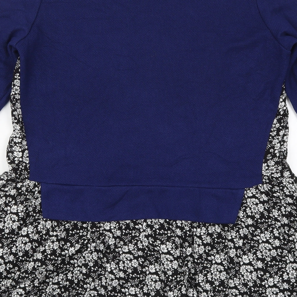 PANDORA Womens Blue Crew Neck Floral Acrylic Pullover Jumper Size M