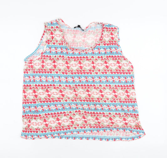 Mystify Womens Multicoloured Geometric Viscose Jersey Tank Size XL Round Neck