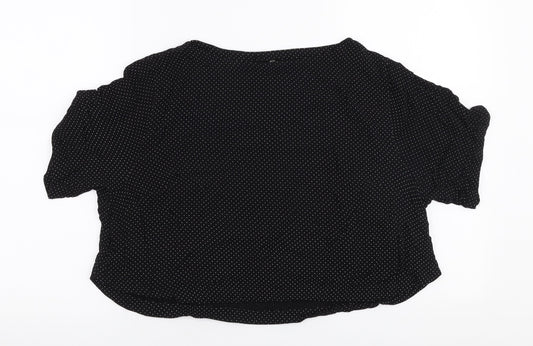 H&M Womens Black Polka Dot Viscose Basic Blouse Size 10 Round Neck