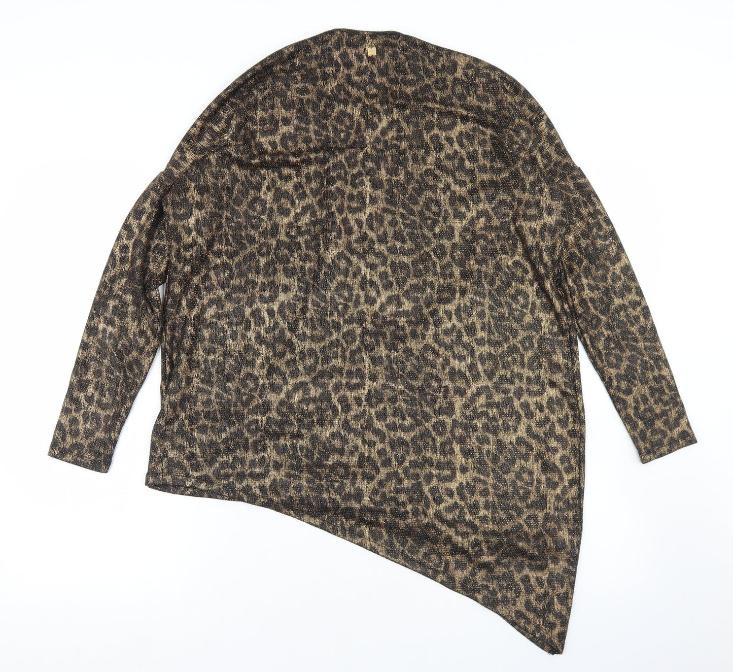 BiBA Womens Beige Animal Print Nylon Basic Blouse Size 10 V-Neck