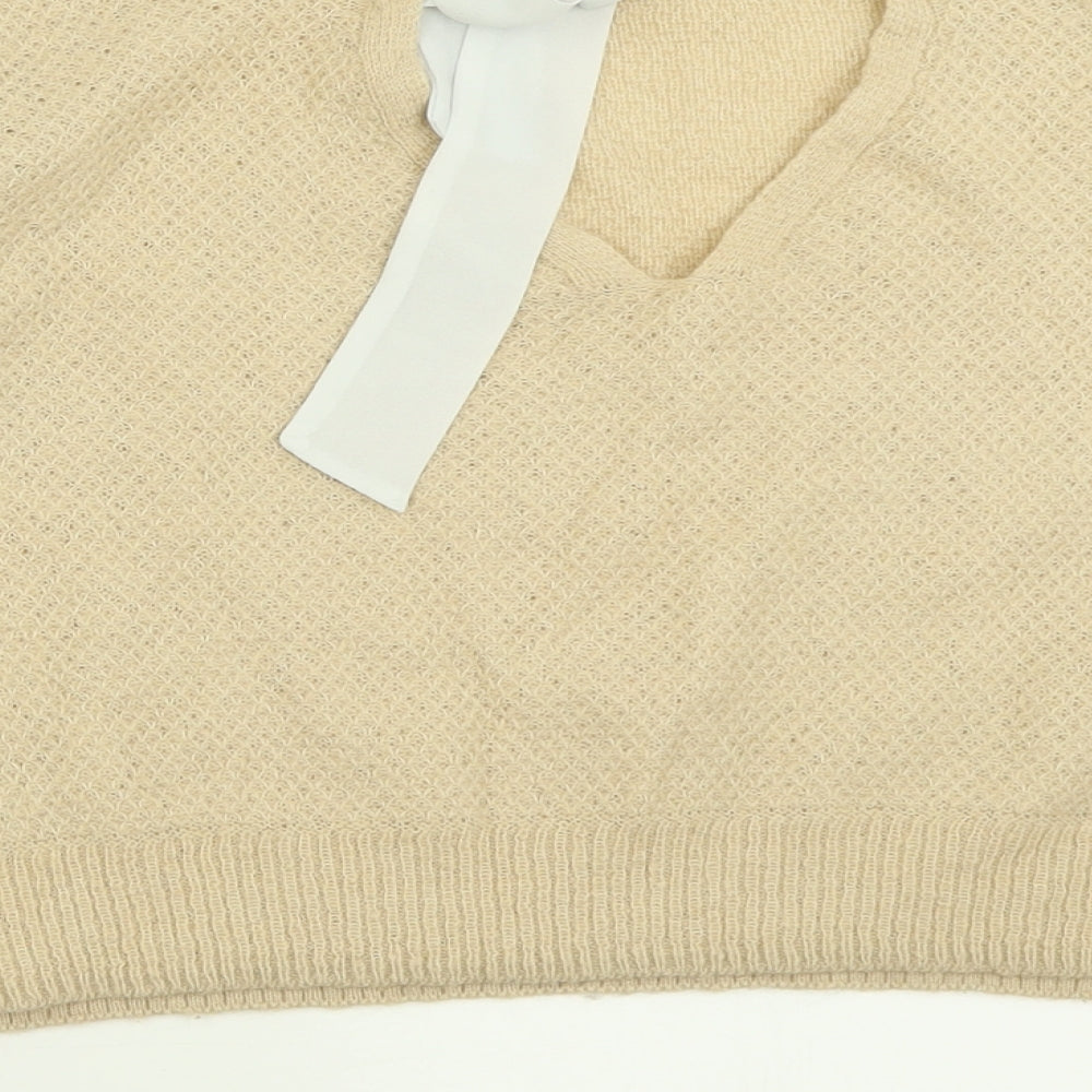 Miss Selfridge Womens Beige Boat Neck  Acrylic Pullover Jumper Size 8
