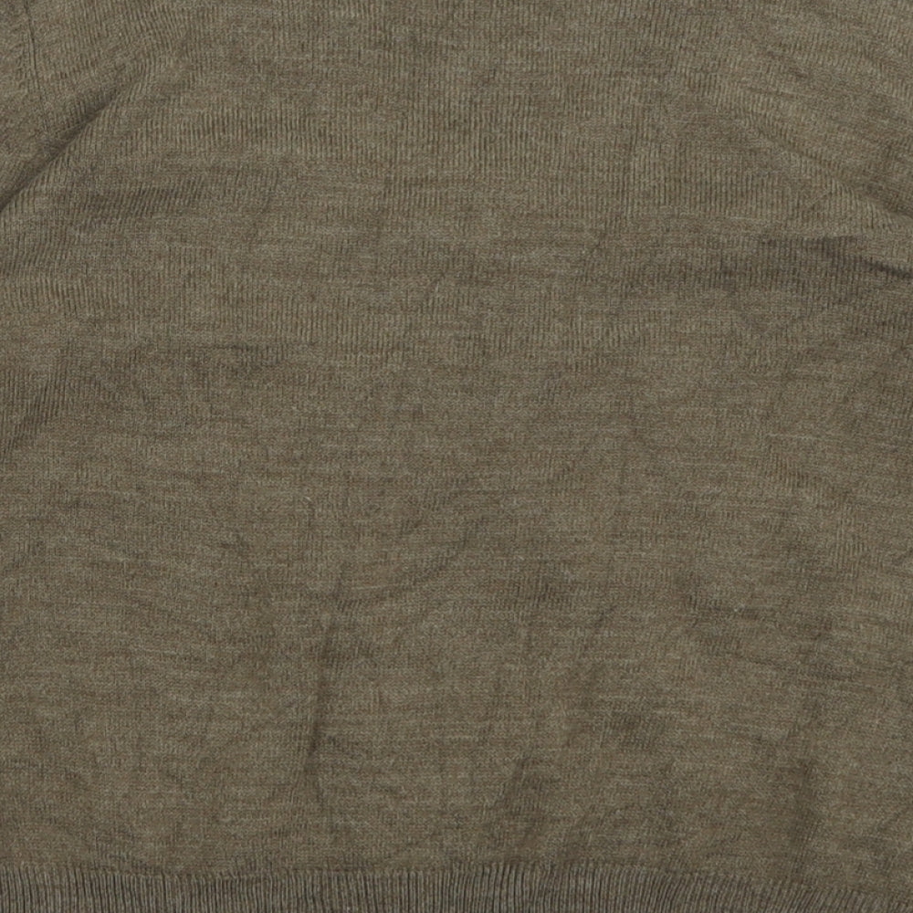 CC Womens Brown V-Neck  Acrylic Pullover Jumper Size M