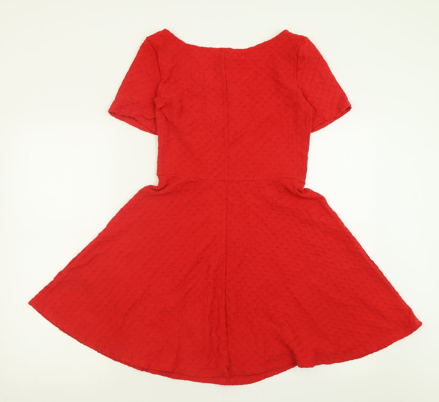 H&M Womens Red  Cotton Fit & Flare  Size S  Scoop Neck Pullover