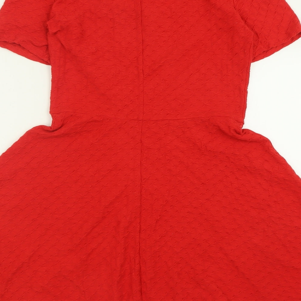 H&M Womens Red  Cotton Fit & Flare  Size S  Scoop Neck Pullover
