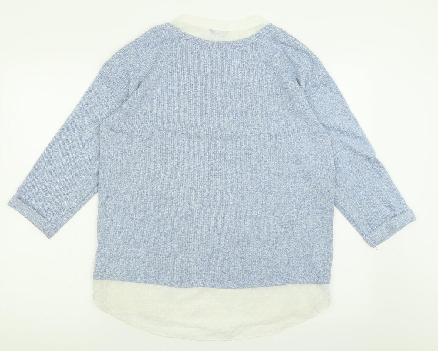 M&Co Womens Blue Crew Neck  Polyester Pullover Jumper Size 12