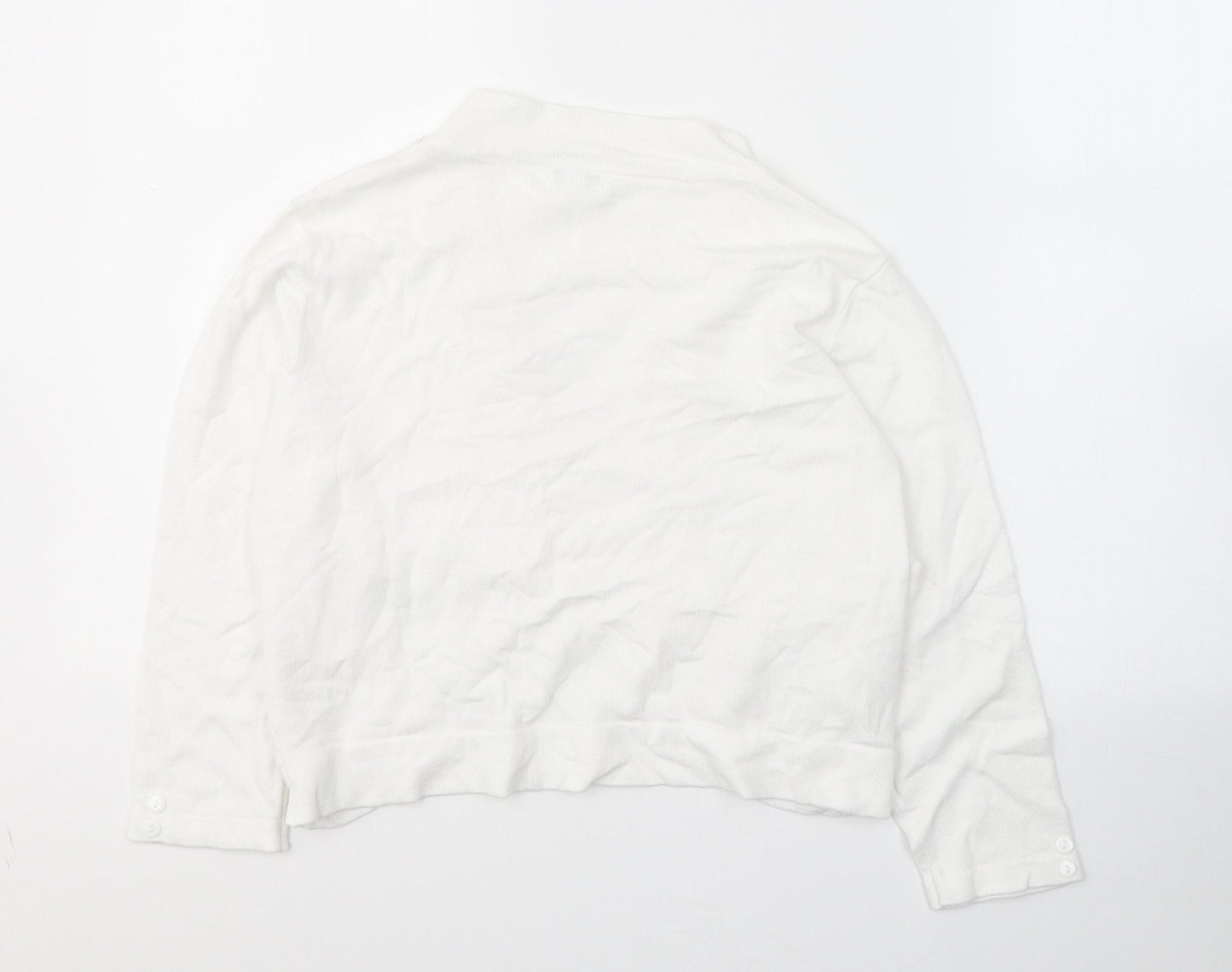 TEXT Womens White V-Neck  Viscose Cardigan Jumper Size M