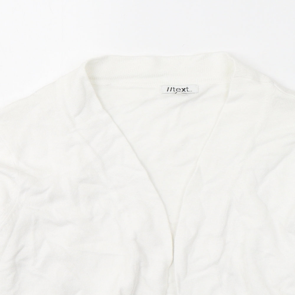 TEXT Womens White V-Neck  Viscose Cardigan Jumper Size M
