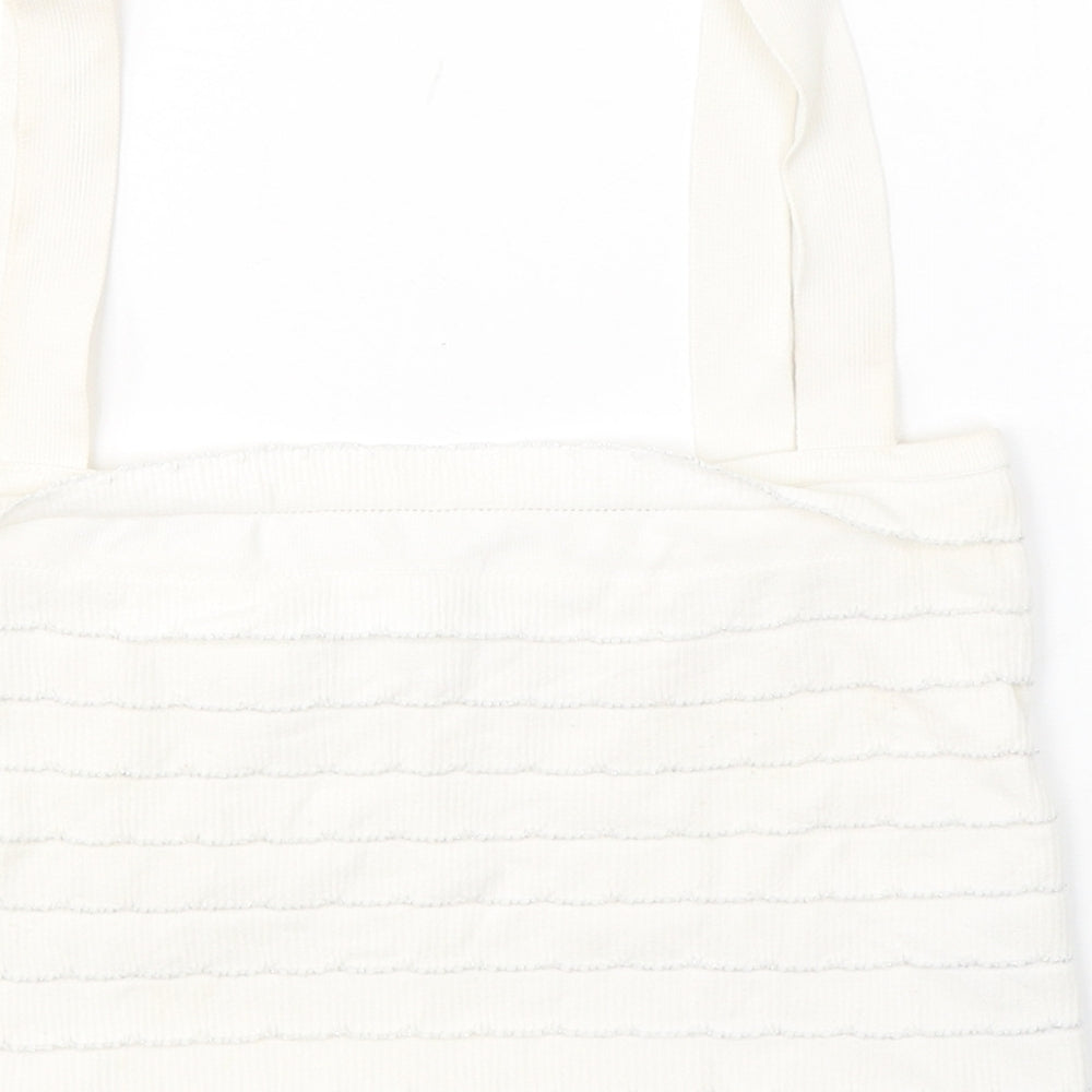 Zara Womens White  Polyamide Cropped Tank Size M Square Neck