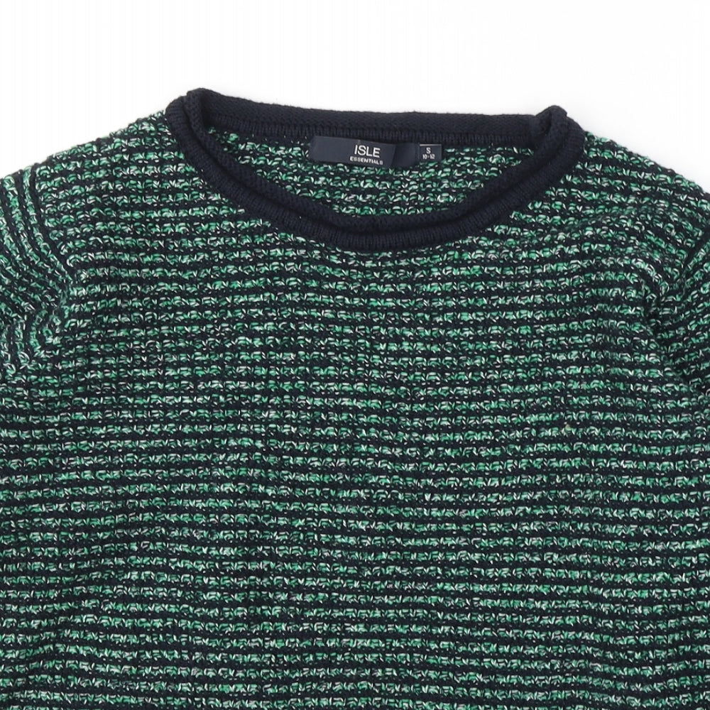 EWM Womens Green Round Neck  Cotton Pullover Jumper Size 10
