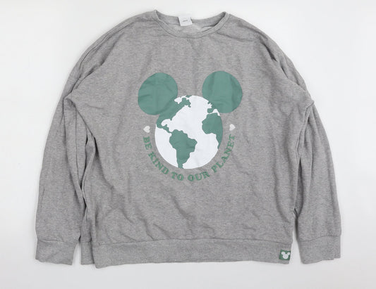 TESCO Womens Grey Cotton Pullover Sweatshirt Size 10 Pullover - DISNEY-BE KIND TO OUR PLANET
