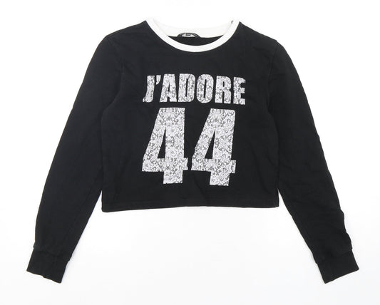 Candy Couture Girls Black  Cotton Pullover Sweatshirt Size 12-13 Years  Pullover - Cropped