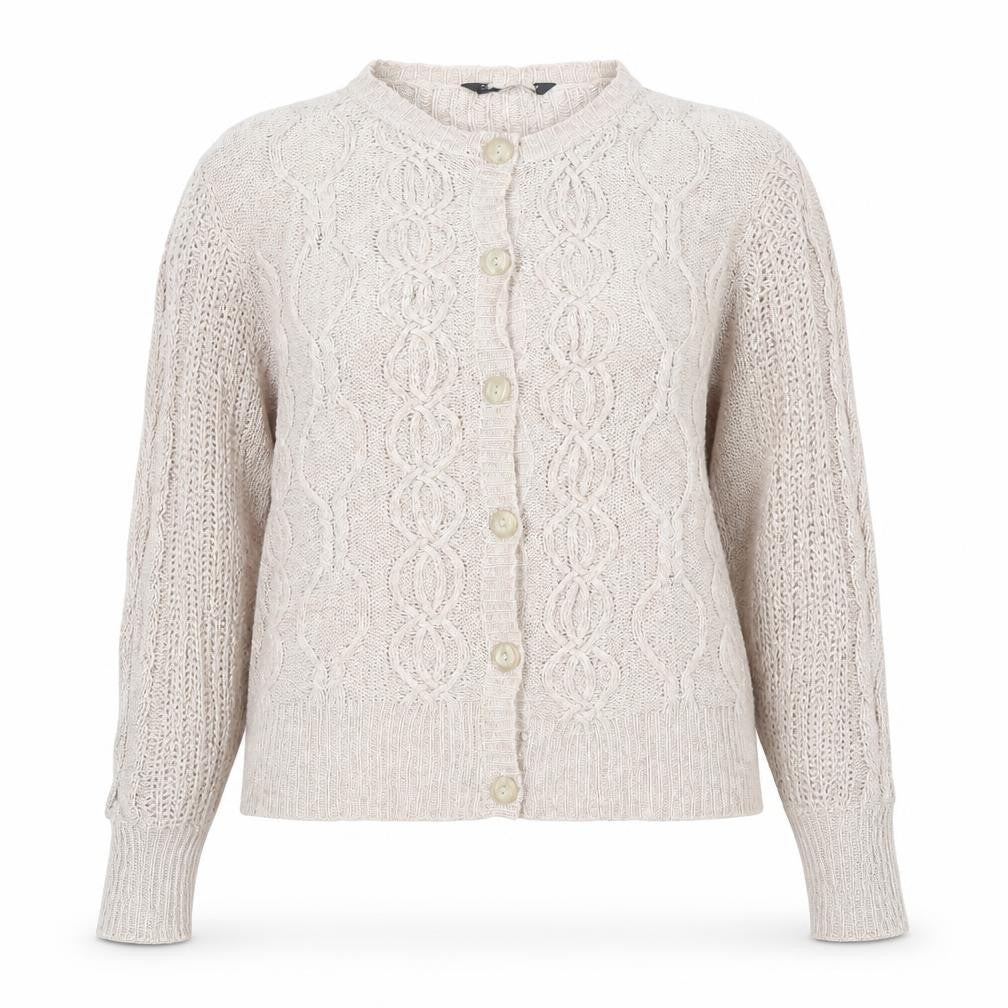 Debenhams Womens Beige Round Neck  Acrylic Cardigan Jumper Size 16