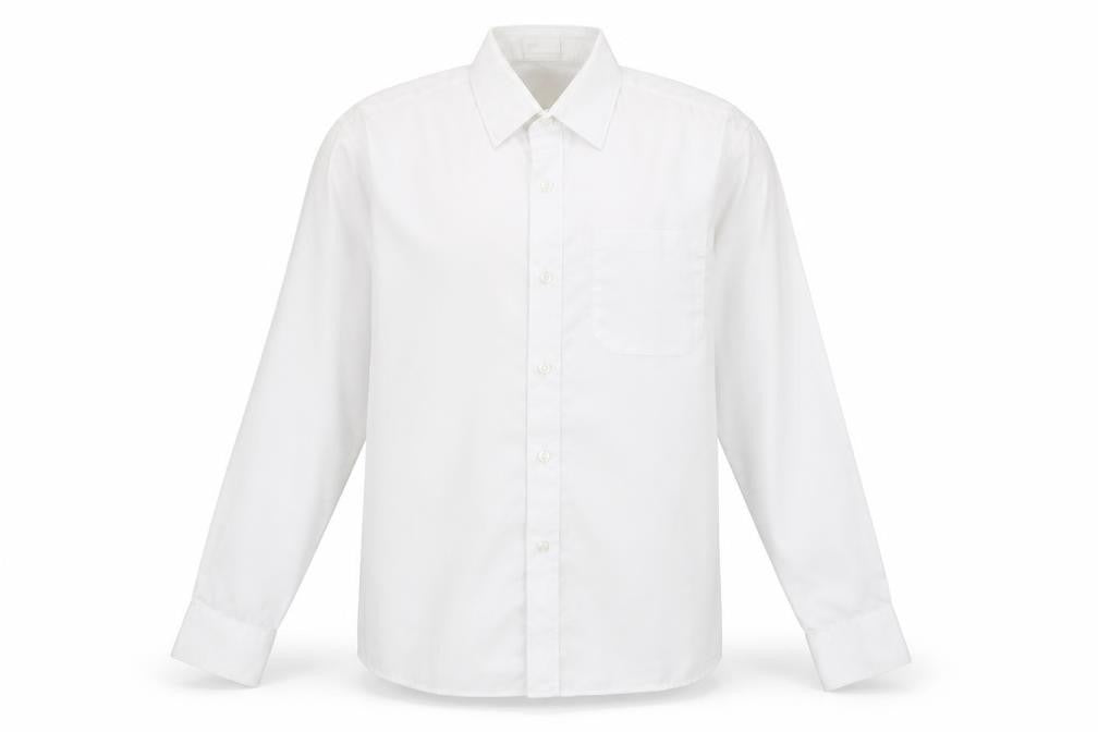 Banner Boys White  Polyester Basic Button-Up Size 13-14 Years Collared Button